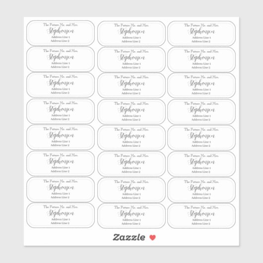 Sticker Future Mr and Mrs Return Address Transparent  (Feuille)