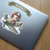 Sticker Future Pilot Boy Vintage Airplane Personalized
