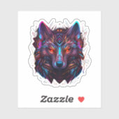 Sticker Futuriste Vivid Wolf Neon (Feuille)
