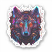 Sticker Futuriste Vivid Wolf Neon (Devant)