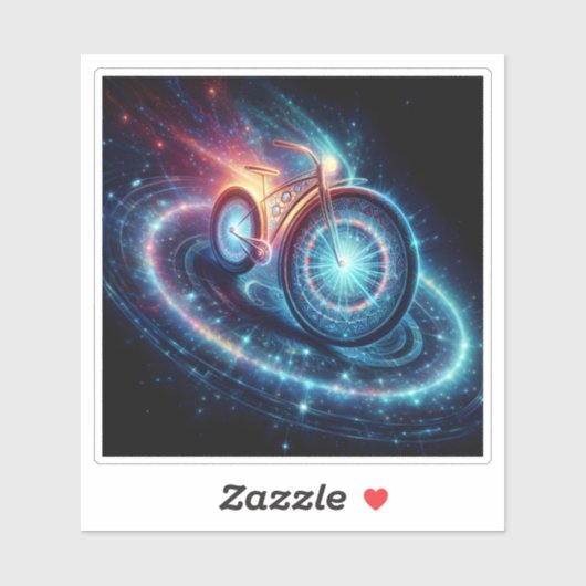 Sticker Futuristic Bike in Cosmic Space (Feuille)