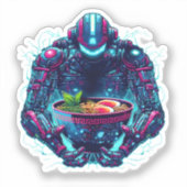 Sticker Futuristic Cyberpunk Robot Neon Food Ramen (Recto)