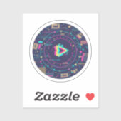 Sticker Futuristic Digital Play Button Abstract design  (Feuille)