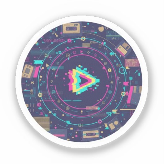 Sticker Futuristic Digital Play Button Abstract design  (Recto)