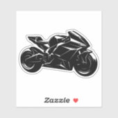 Sticker Futuristic Motorcycle Black White Vector  (Feuille)