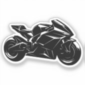 Sticker Futuristic Motorcycle Black White Vector  (Recto)