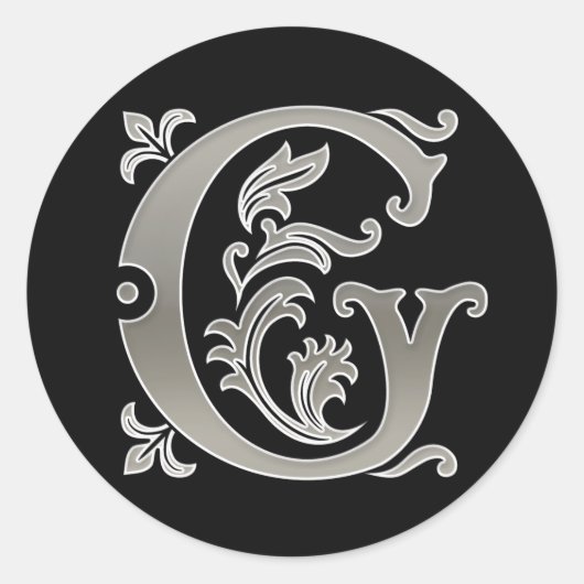 Sticker G rond initial en argent (Devant)