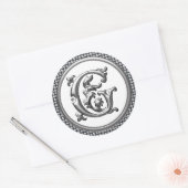 Sticker G rond initial en argent (Enveloppe)