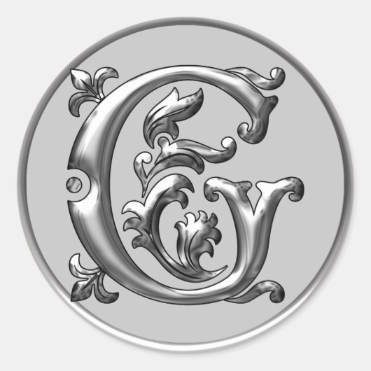 Sticker G rond initial en argent (Devant)