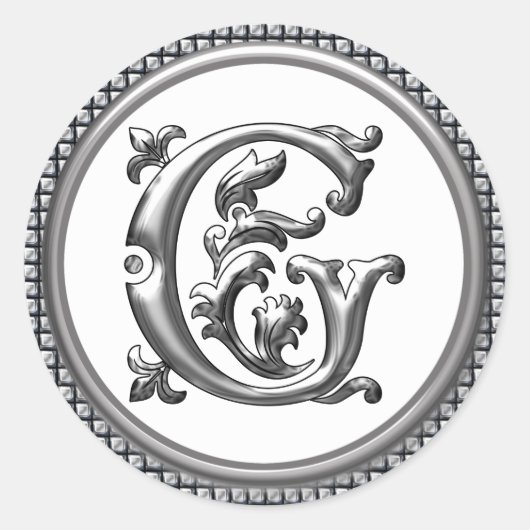 Sticker G rond initial en argent (Devant)