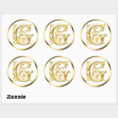 Sticker G rond initial en or (Feuille)