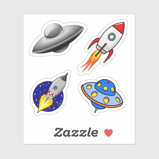 Sticker Galaxy Rocket Ships Spaceships Scrap Book (Feuille)