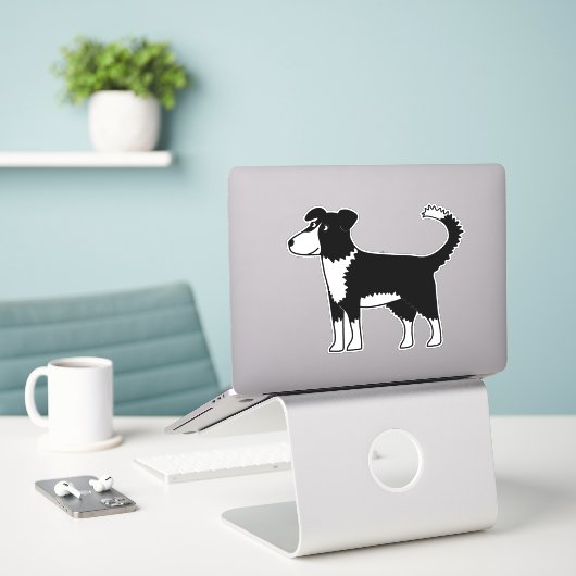 Sticker Gallois Border Collie Sheepdog (Ordinateur portable sur le bureau)