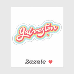 Sticker Galveston Texas coloré, rouge, bleu, jaune