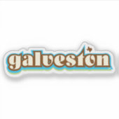 Sticker Galveston, Texas - rétro, bleu, vert, marron (Devant)