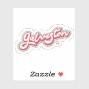 Sticker Galveston Texas vintage rouge, bleu clair