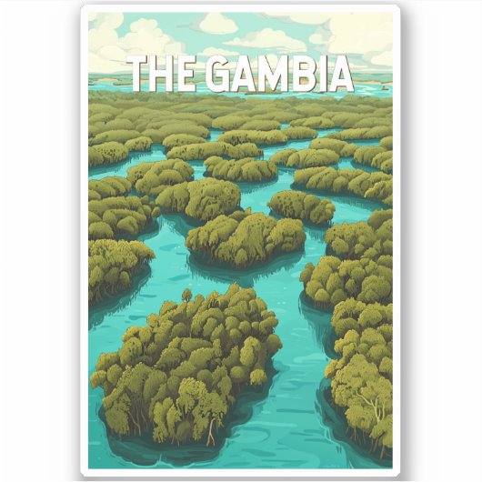 Sticker Gambie Illustration Travel Art Vintage (Devant)