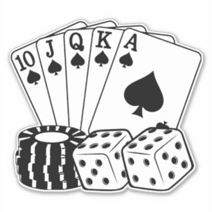 Sticker Gambling Casino Cartes Dice Poker Chips Art