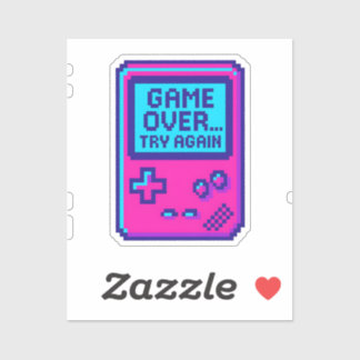 Sticker Game Over Try Again – Retro Pixel Gamer