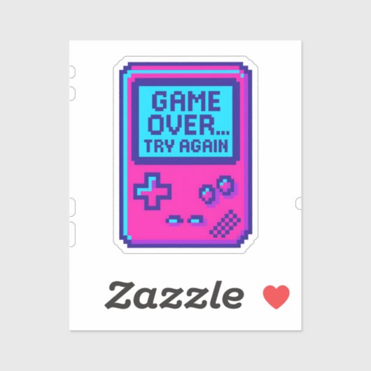Sticker Game Over Try Again – Retro Pixel Gamer (Feuille)