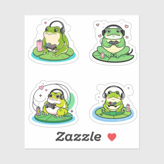 Sticker Gamer Frog - Jeu mignon (Feuille)