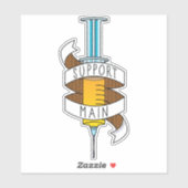 Sticker Gamer Support Main Yellow Cartoon Syringe (Feuille)