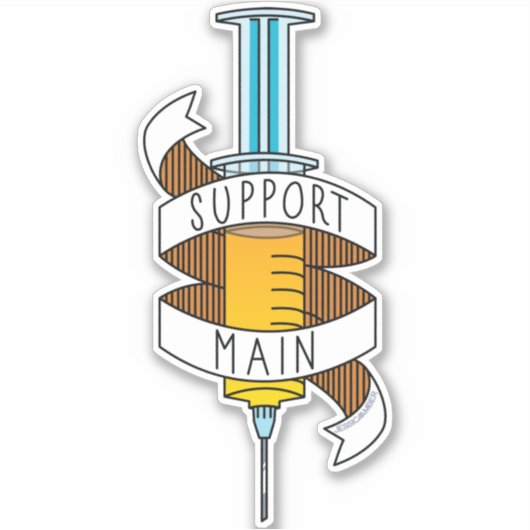 Sticker Gamer Support Main Yellow Cartoon Syringe (Devant)