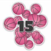 Sticker gamins jersey nombre de basket-ball rose (Devant)