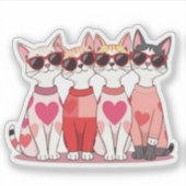 Sticker Gang de chat mignon de la Saint-Valentin – Autocol (Devant)
