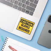 Sticker Gants de prudence requis (Ordinateur portable avec iPhone)