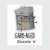 Sticker Garb-old Funny Trash Can Pun Dark BG (Feuille)