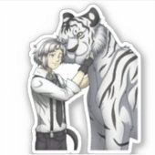 Sticker Garçon avec tigre blanc (Devant)