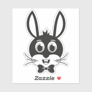 Sticker Garçon de dessin animé lapin mignon visage Pâques