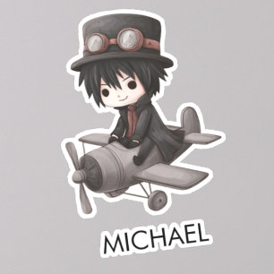 Sticker Garçon gothique pilote d'avion Anime personnalisé