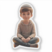 Sticker Garçon juif souriant – Design mignon avec Kippa (Devant)