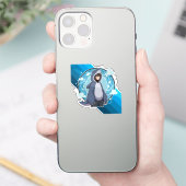 Sticker Garçon Requin Bleu Art Anime (Téléphone)