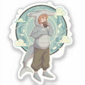 Sticker Garçon Requin Marteau Mignon Pièce d'Art (Recto)