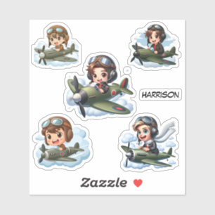 Sticker Garçon Volant Avion Enfants Ensemble personnalisé