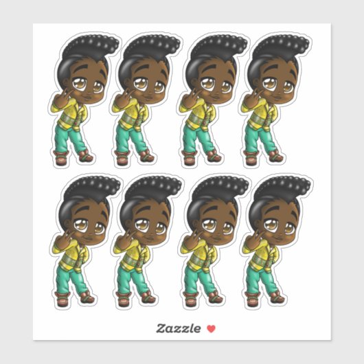 Sticker Garçons africains américains (Feuille)