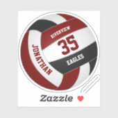 Sticker garçons filles maroon noir équipe couleurs volley- (Feuille)