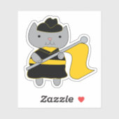 Sticker Garde de couleur Grise Chat Noir Jaune Or (Feuille)