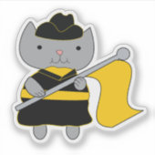 Sticker Garde de couleur Grise Chat Noir Jaune Or (Devant)