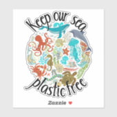 Sticker Garder notre mer Plastique Libre Turtle baleine (Feuille)