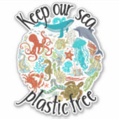 Sticker Garder notre mer Plastique Libre Turtle baleine (Devant)