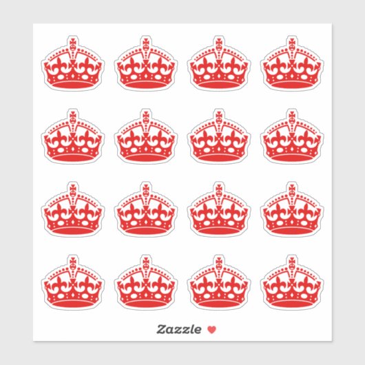 Sticker Gardez le calme rouge couronne (Feuille)