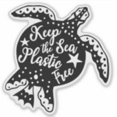 Sticker Gardez Le Plastique De Mer Gratuit, Végétal (Devant)