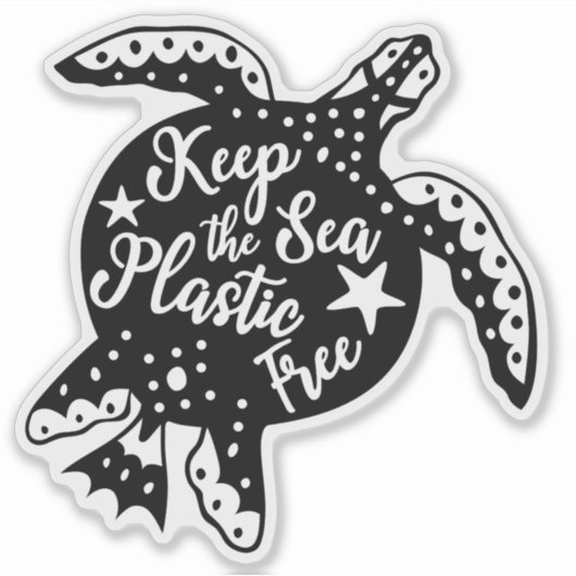 Sticker Gardez Le Plastique De Mer Gratuit, Végétal (Devant)
