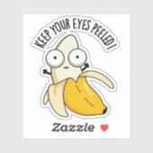Sticker Gardez vos yeux pelés Funny Banana Pun (Feuille)