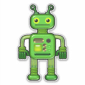 Sticker Gary le robot vert mignonne Whimsical (Devant)