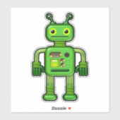 Sticker Gary le robot vert mignonne Whimsical (Feuille)